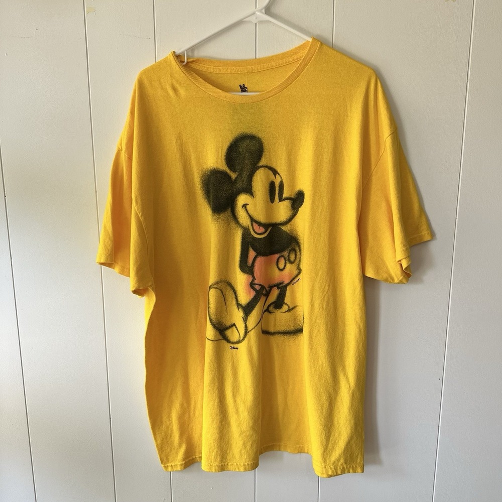 Junk Food Mickey Mouse Graphic Tee Yellow Oversized Disney Vintage Style XL NWT